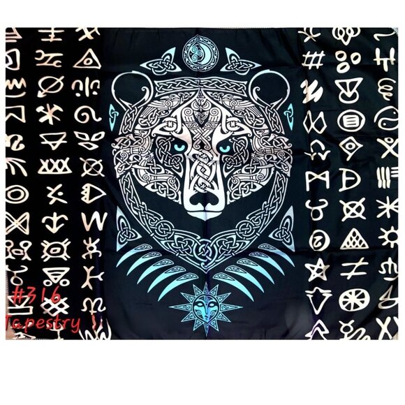 Norse Rune Viking Bear Tapestry Hanging Wall Decor - Picture 1 of 1